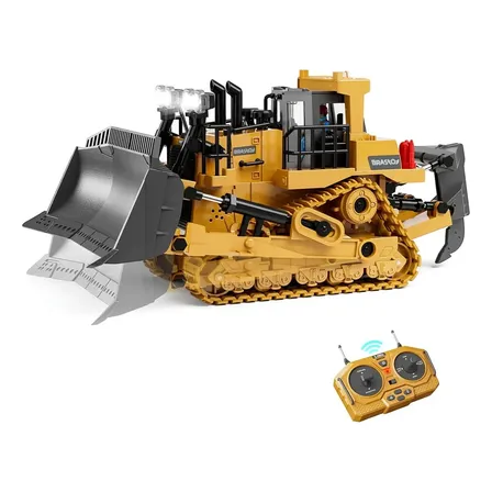 Brastoy Bulldozer Controle Remoto 360 Trator De Esteira Com 2 Baterias Recarregáveis Brinquedo De Construção Com Luzes E... Amarelo Escavadeira Telecontrolada