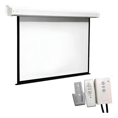 Tela De Projeção Elétrica Domori 84 Polegadas Retratil C/ Controle Remoto Automação Alexa Igreja Matte White Hd Profissional Premium
