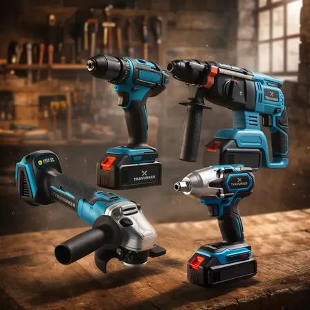 Kit 4 Em 1 Ferramentas 48v Íon Lítio Sem Fio Furadeira Parafusadeira Chave Impacto Martelete Esmerilhadeira 125mm Acessórios 2 Baterias Carregador Bivolt Maleta Profissional - Motor Brushless