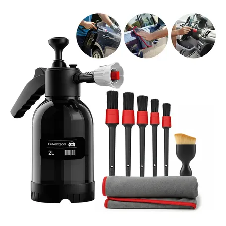 Kit Pulverizador Profissional 2l Pulverizador Híbrido 3 Em 1 Pressão 2 Litros Cor Preto Profissional + Pincel E Toalha