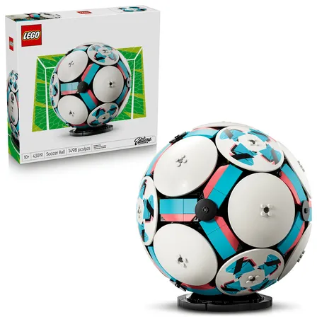 LEGO Editions Bola de Futebol 43019; brinquedo colecionável quase em tamanho real da bola tamanho 5 igual às de partidas oficiais; presente para fãs de futebol; 10+