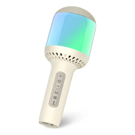 Microfone Karaokê Bluetooth sem Fio, Caixa de Som com Microfone Portátil StageSound SingFreeX, 6 Efeitos de Voz, Luz LED 360°, Karaoke Infantil e Adulto para TV, Smartphone e Festas