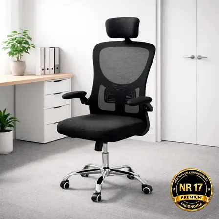 Cadeira Escritório Ergonômica Premium Nr17 Giratoria Regulagem Altura Suporte Lombar Reclinavel 130 Graus Suporta Cor Preto P200 Corsair