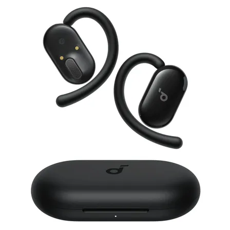 Fone De Ouvido Esportivo Bluetooth Soundcore V20i Gancho Ajustável Open-ear Sem Fio 4 Microfones Graves Potentes Bassup Para Corrida Academia Estilo Gamer Luzes Led Lançamento Conforto Cor Preto