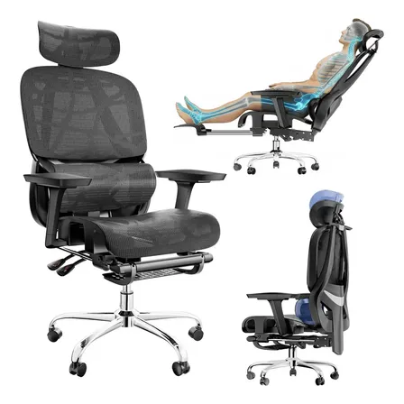 Cadeira De Escritório Ergonômica Encosto Ajustável 90°x145° Malha Respirável Com Suporte Lombar Adaptável Com E Apoio De Cabeça 3d Ajustável Com Apoio De Braços 3d Haste De Aço Para Gás Classe 3 200kg