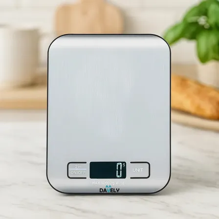 Balança Digital De Precisão Cozinha 0 A 10 Kg Profissional E Uso Domestico Nutricional Para Pesar Alimentos Ou Confeitaria Comida Cor Inox Marca Davely