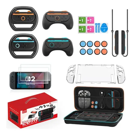 Kit 20 em 1 JCMO para Nintendo Switch 2 com Capa, Película e Acessórios