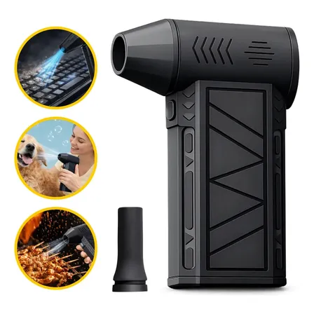 Mini Ventilador Soprador Ar Turbo 130000RPM Sem Fio Recarregável USB 3 Níveis Jato Forte Portátil Multiuso Limpeza Teclado Carro Acende Churrasqueira