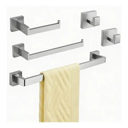 Kit 5 Pcs Inox Banheiro Porta Toalhas Dreamway Acero De Fosco Aço Inoxidável