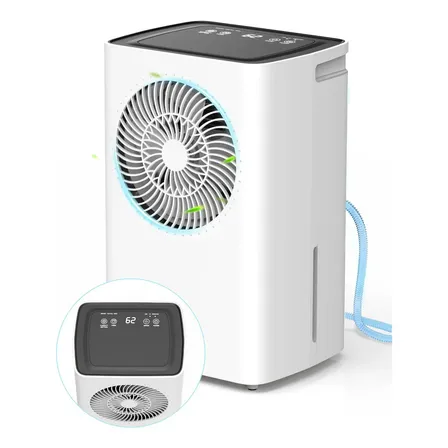 Desumidificador 6l/dia Para Ambientes Até 120m², Compressor Antimofo Silencioso Com Timer 24h, Drenagem Contínua, Display Digital, Filtro Lavável, Ideal Para Quarto, Sala E Escritório, Cor Branco 127v