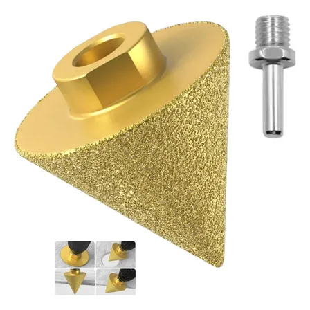 Broca Cônica Diamantada Chanfro M14 38mm Esmerilhadeira Lixadeira Porcelanato Cerâmica Estilo Serra Copo Escalonada+ Barra De Acoplamento