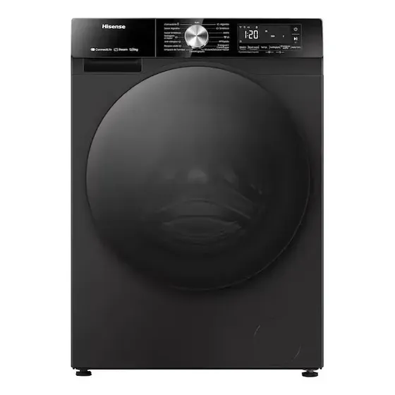 Lava/seca Hisense, 3s12, Inverter, 12/8kg, Wi-fi, Noir Preto