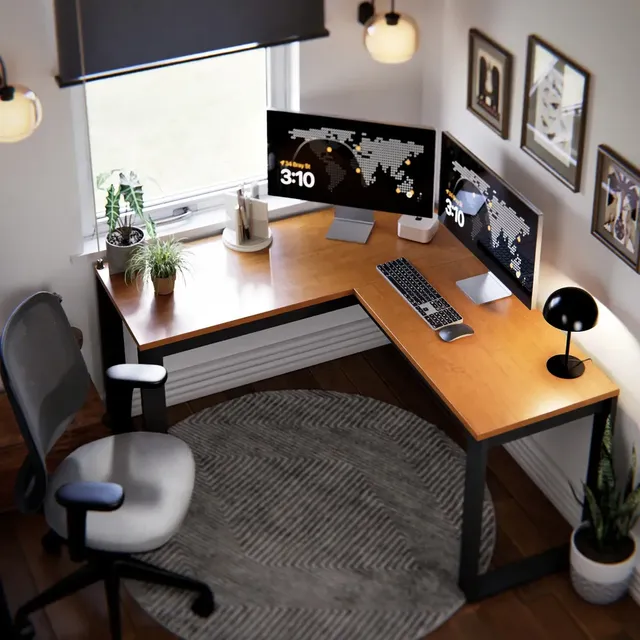 Mesa Para Pc Em L Escrivaninha De Canto Computador Ou Notebook Casa Home Office Gamer Estudo Trabalho Preta Canela Estilo Industrial Preto/canela