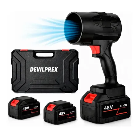Soprador De Ar Portátil 800w 48v Com 2 Baterias + Maleta Devilprex Bateria Recarga