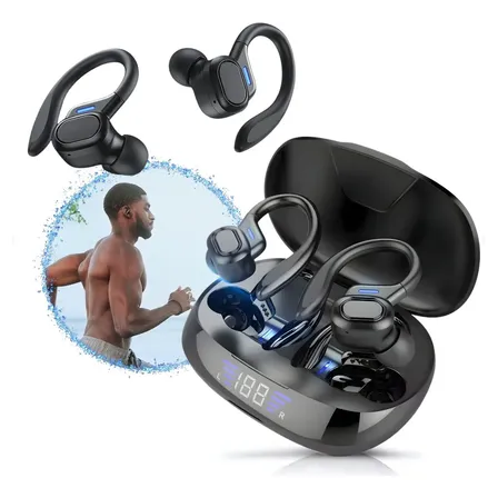 Fone Bluetooth 5.3 Tws Sem Fio Esportivo Compatível Com iPhone Samsung Xiaomi Motorola Com Gancho Premium Scorpion Ka790 Preto