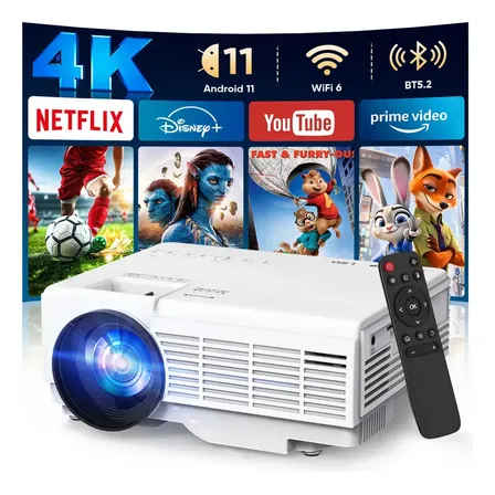 Projetor Android 4k Profissional 10000 Lm Ansi Wi-fi Full Hd 5g Bluetooth Portátil Hdmi Usb Tf Branco 127/220v