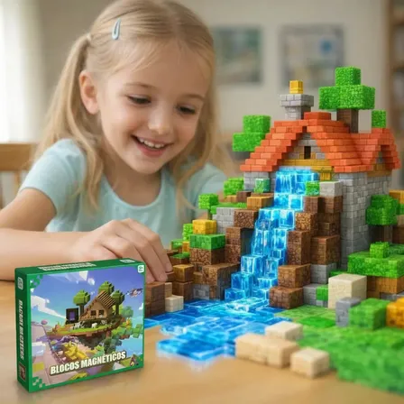 Kit 300 Blocos Magnéticos Brinquedo Infantil Montar Construção Educativo Imã Empilhamento Cuphead
