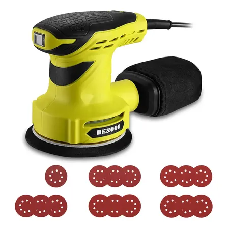 Lixadeira Orbital Elétrica 300w 125mm Velocidade Ajustável Com Auto Vácuo Coletor De Pó + 16 Lixas Profissional P/ Madeira E Parede 127v Desoon Verde-claro 60hz
