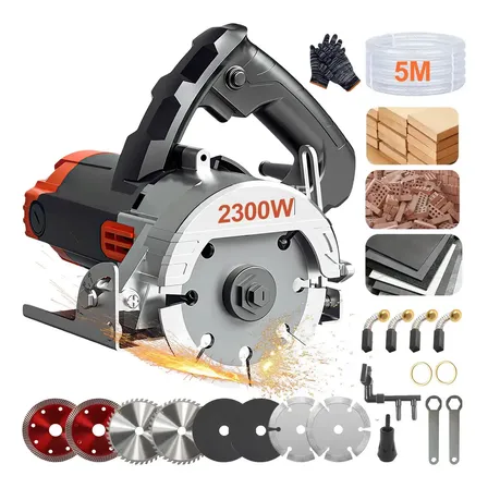 Kit 22 Serra Mármore Tipo Profissional Concreto 2300w + 8 Discos De Corte Kit Refrigeração água Suporta Ângulos De Corte De 0°, 15°, 30° E 45° ,127v