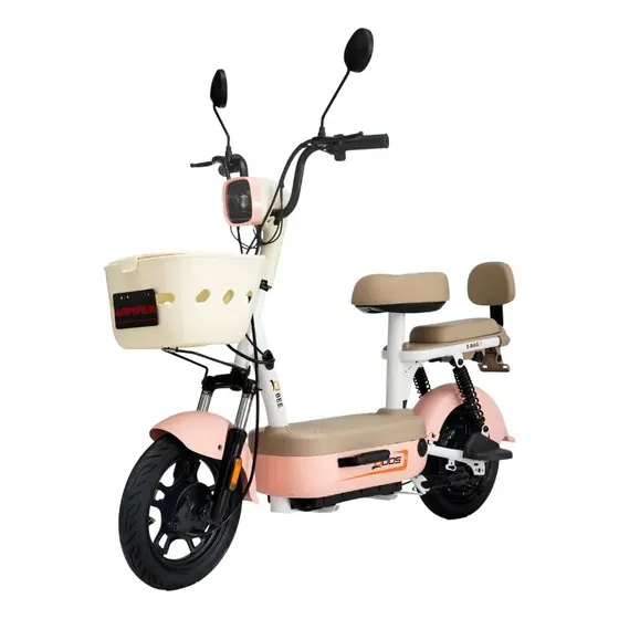 Bicicleta Elétrica Duos Bike Bee 500 Watts 48v C/ Alarme Rosa / Bege