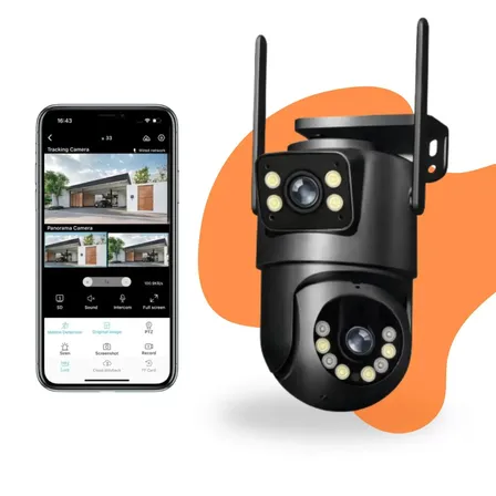 Câmera De Segurança Ip Interna Externa Wifi A28/a31/8695 Dome Lente Dupla Lentes 2 Em 1 Prova Dagua Ip66 App Icsee Vigilância Visão Noturna Infravermelho Alarme Auto Tracking Brazuca