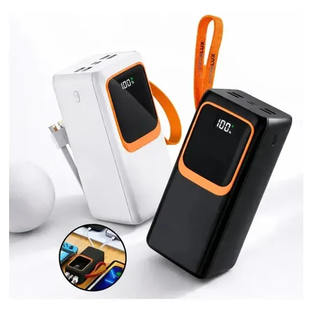 Power Bank Turbo 50.000mah Carregador Portátil Digital Tipo C Rápido Ios Display Digital Preto