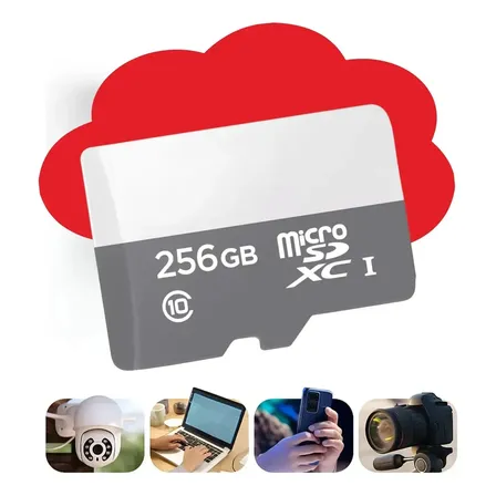 Cartão De Memória 256gb Para Câmeras De Segurança Ou Fotográficas Drones Celular Notebook Wi-fi Micro Sd Classe 10 Ultra 100mb/s Cartão Sd Marca Davely
