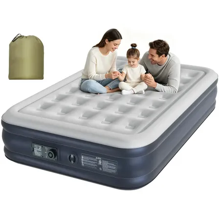 Colchão Inflável Queen Casal Com Bomba Elétrica Embutida 200x154x43cm Portátil
