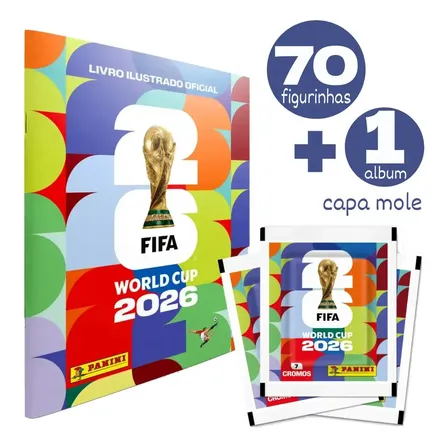 Kit Álbum Copa Do Mundo Fifa + 70 Figurinhas Capa Mole 2026