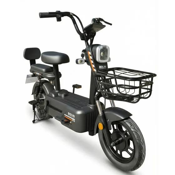 Bolin 1994 Bicicleta Elétrica 800w 60v 21ah Bateria Longa Autonomia 63km Pneu 11 Freio A Tambor Led Painel Digital Amortecedores Dianteiros E Traseiros Preto