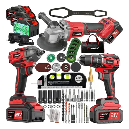 Kit Ferramentas Profissional Cyberlite 3 Máquinas Brushless: Chave De Impacto, Furadeira E Esmerilhadeira Com 3 Baterias