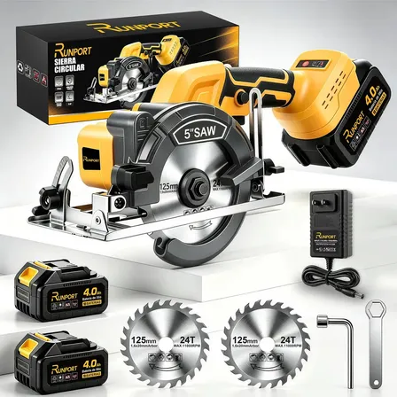 Serra Circular Brushless Profissional 5pol 7500rpm 60 Hz Com 125mm Disco Madeira Cor Amarelo 127/220v 60hz