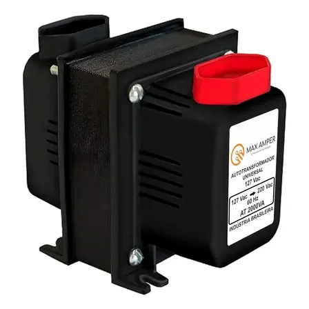 Auto Transformador 2000va Conversor Bivolt 110v 220v E 220v 110v Preto Com Proteção Térmica + Cabo Incluso