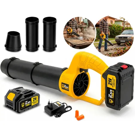Soprador De Folhas A Bateria 21v 4ah Elétrico Turbo Portátil Sem Fio Potente 30000rpm Para Folhas Tso21x The Black Tools Amarelo 127/220v