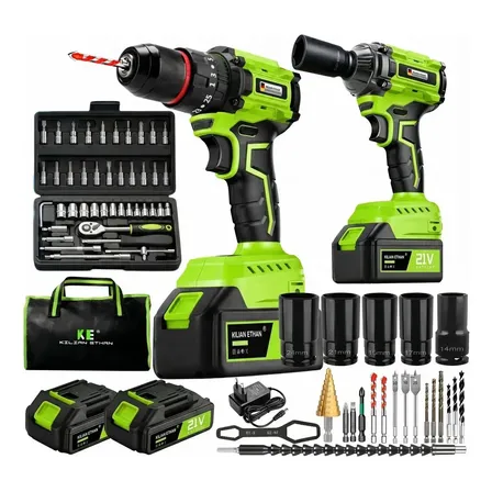 Kit Furadeira Impacto + Chave Impacto 46pcs Sistema 21v