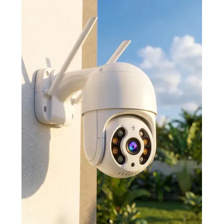 Câmera De Segurança Ip Wifi A8 Full Hd Icsee Ptz 355° Com Visão Noturna Áudio Bidirecional Ip66 Monitoramento Remoto Para Celular Android E iPhone Branco