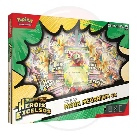 Cartas Pokémon TCG Coleção Mega Meganium ex c/49 Cards Copag
