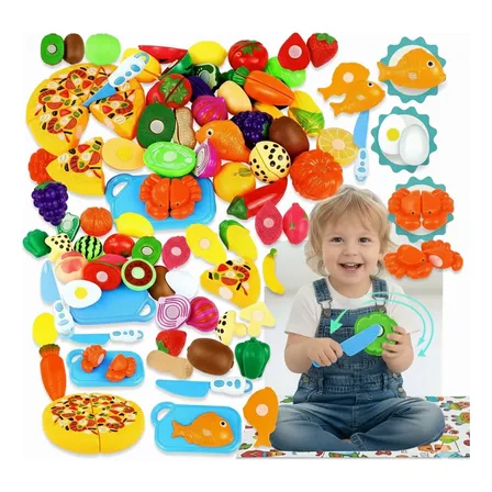 32 Peças Brinquedo De Cortar Cozinha Verduras Frutas Velcr