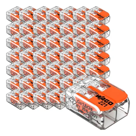 Conector Wago Compacto Emenda 2 Fios Modelo 221-412 50 Peças