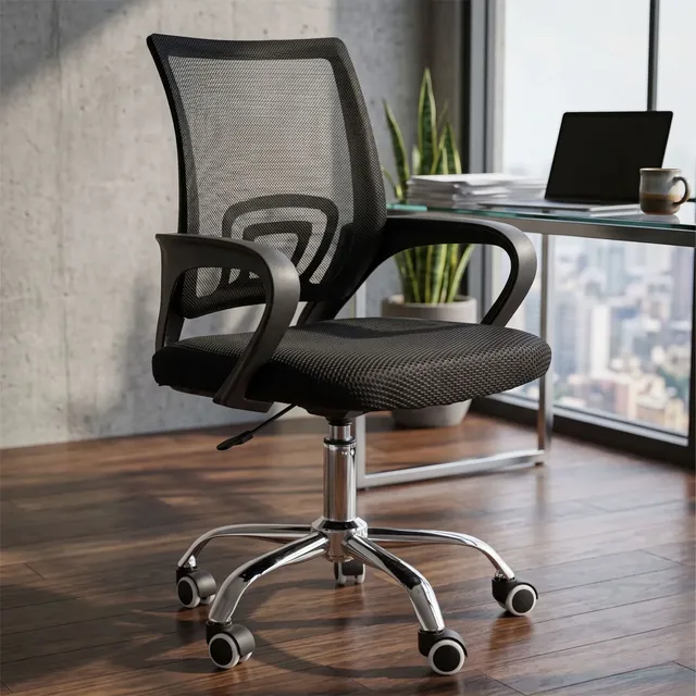 Cadeira Mesh Ergonômica Escritório Giratória Preto