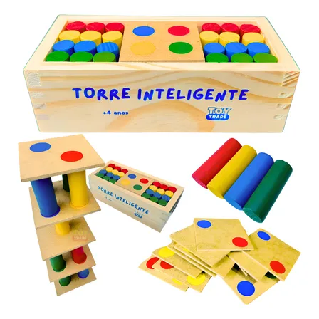 Jogo Torre Inteligente Madeira Brinquedo Infantil Toy Trade