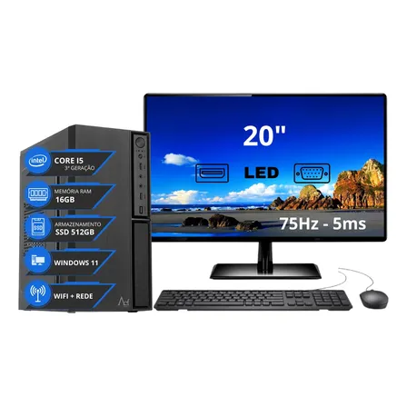 Computador Completo I5 16gb Ssd 512gb Monitor Mouse Teclado