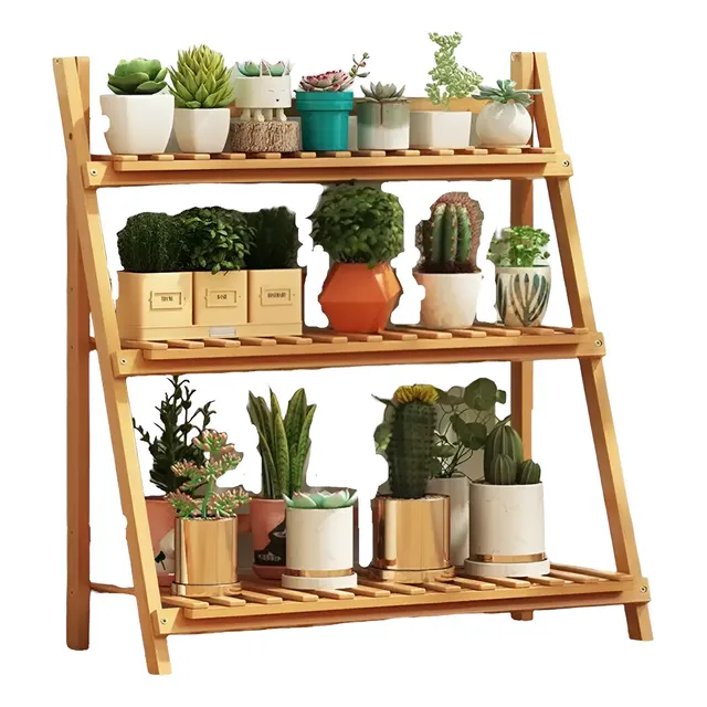 Estante Para Vasos De Plantas, Floreira De Madeira, Dobrável