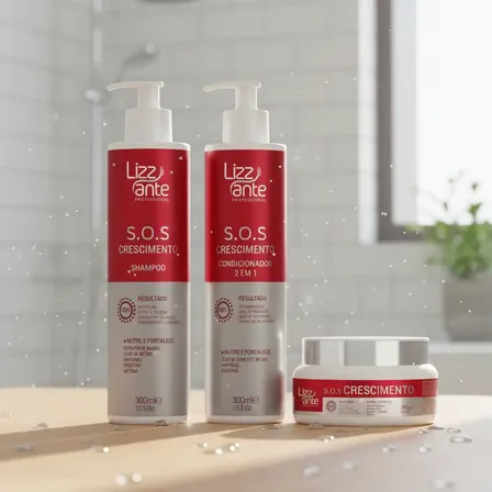 Shampoo Condicionador E Mascara Sos Crescimento Lizz Ante