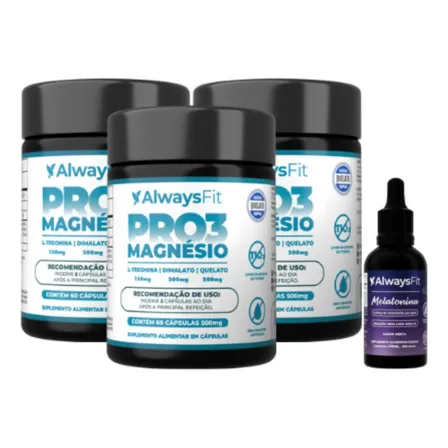 Kit 3 Un Pro3 Magnésio 60cáps Treonato E Dimalato Always Fit