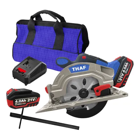 Serra Circular Azul 165mm Bivolt Kit Bolsa E 2 Baterias 21v