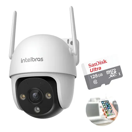 Camera Wifi 360° Im7 S Full Color Intelbras + Cartão 128gb