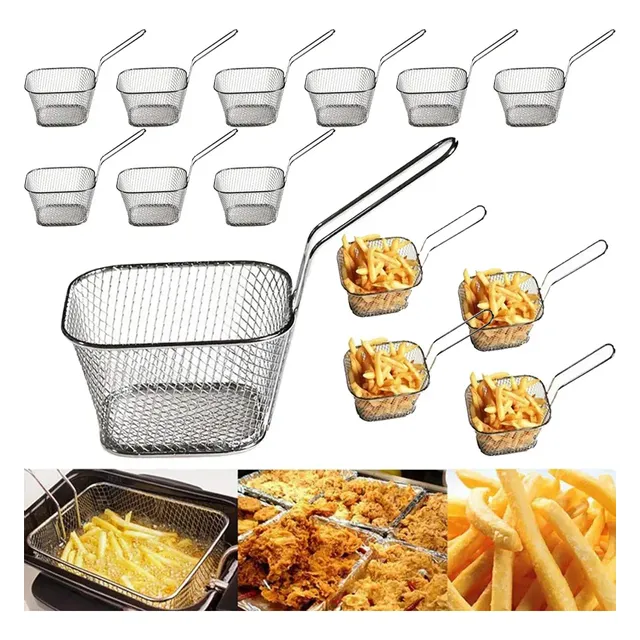 Kit 20 Mini Cesto Fritura Inox Servir Porções Batatas Fritas