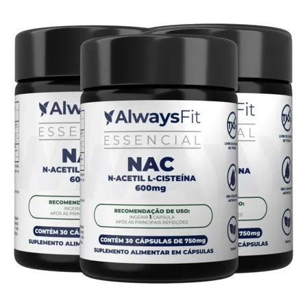 Kit 3 Nac Alwaysfit N-acetil L-cisteína - 600mg 30 Cápsulas