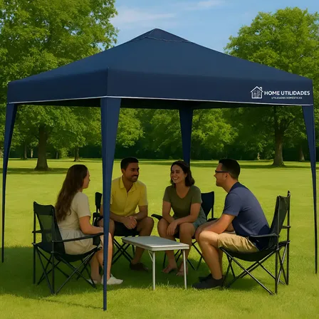 Tenda Gazebo Sanfonado Articulada Dobrável 3x3 C/ Mala Praia Azul